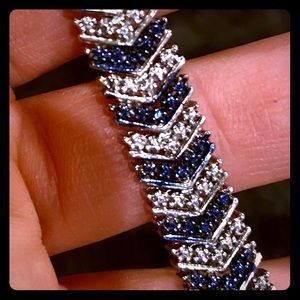 Blue and silver colored crystal bracelet